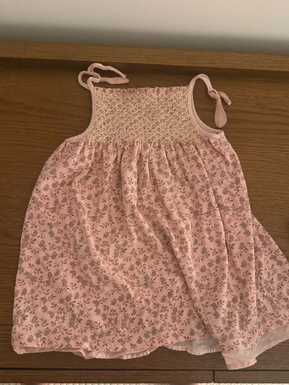 Kenzo Girls Pink Floral Smocked Bodice Dress